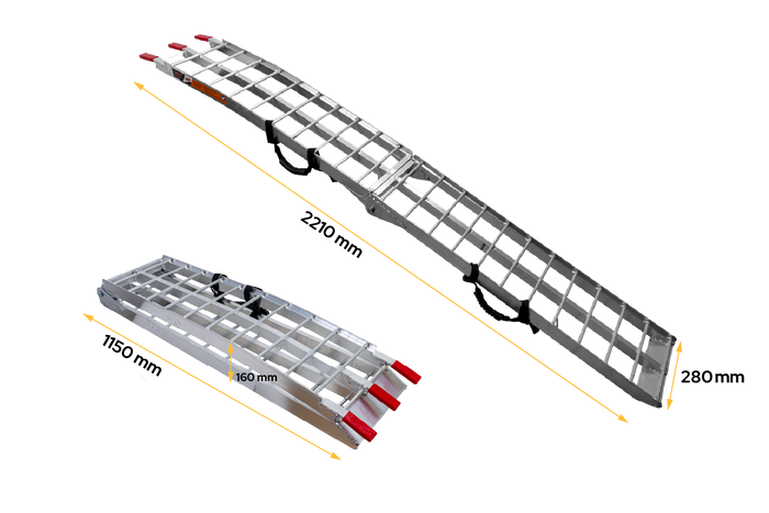 UNITRAILER ALR002 сгъваема алуминиева рампа за ремарке 221 см 340 кг с колан